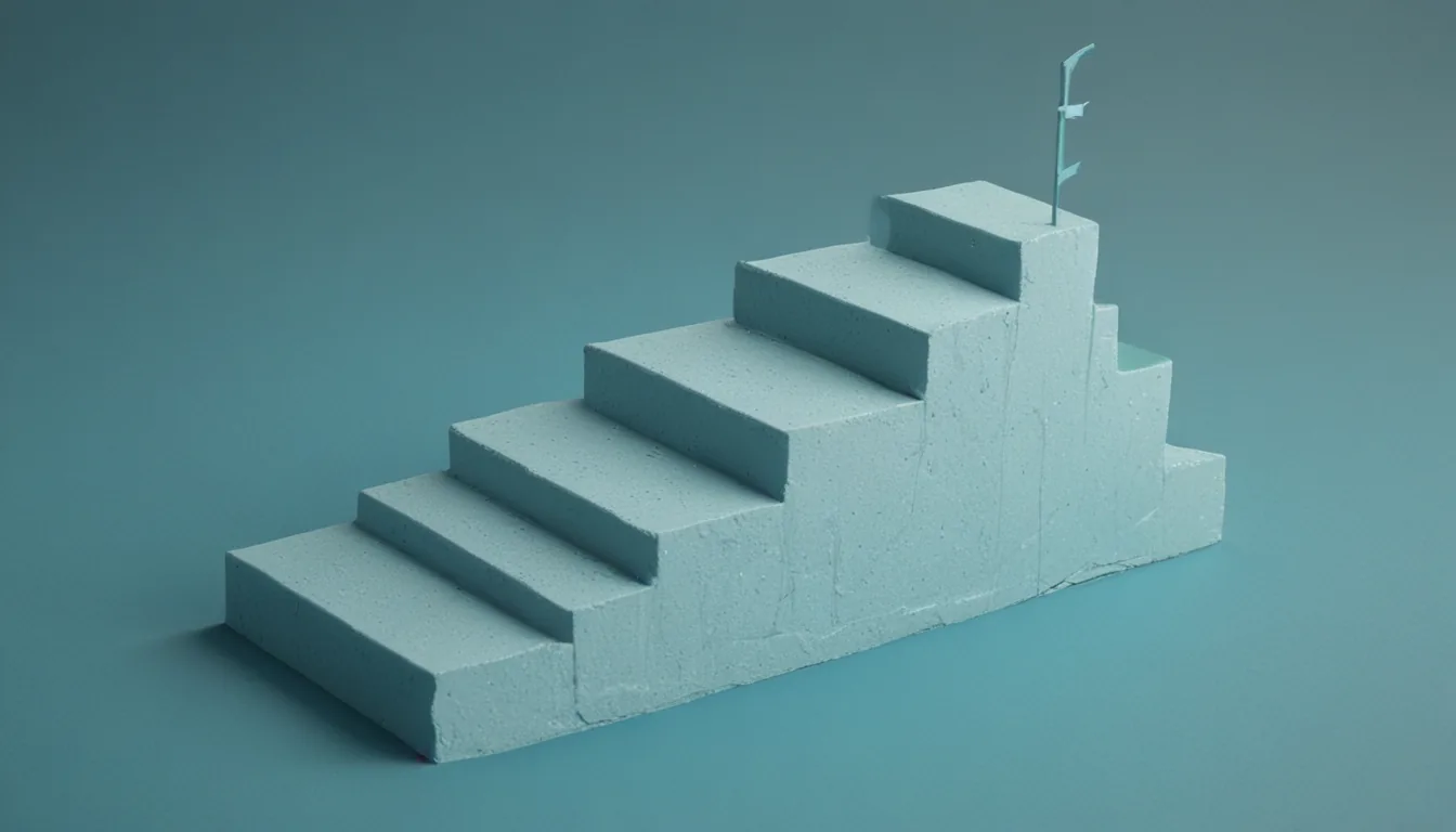 A parcel following a route across a dotted border between two coastlines, moving over a staircase of stepped weighing platforms that rise in jumps.
