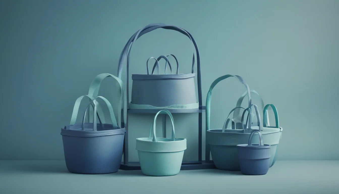 Three differently sized parcels, each tied to its own weighing scale, travelling along three rails that merge into a single shopping basket.