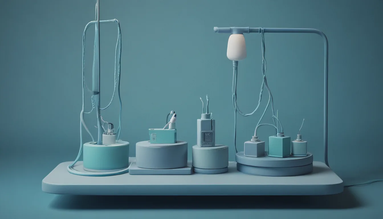Two miniature platforms connected by a glowing plug cable, products flowing from a small counter onto a large marketplace shelf